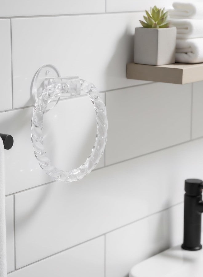 SAKPACK Acrylic Towel Ring Holder | Wall Mounted Transparent Bathroom Towel Hanger | Durable & Stylish Hand Towel Holder for Bathroom, Kitchen & Wash Basin - Image 1